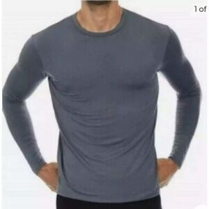 ThermaJohn Thermal‎ Long Sleeve Shirt Mens Medium Dark Gray Stretch Fitted Work